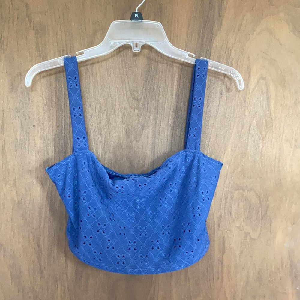 Rue21 duller blue eyelet boho crop top cropped summer casual beach S jr